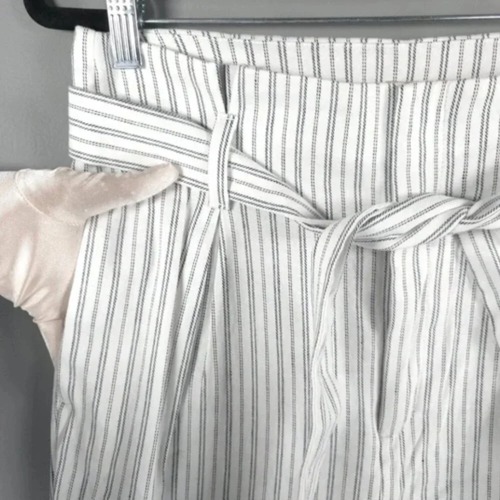 NWT BANANA REPUBLIC LINEN‎ Blend High Rise Tie Waist Flattering Pants Pockets 8L